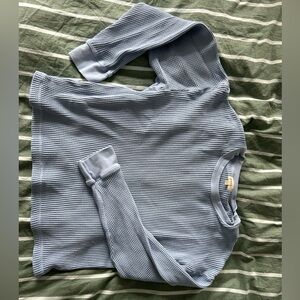 DONNI. Light Blue Waffle Knit Top